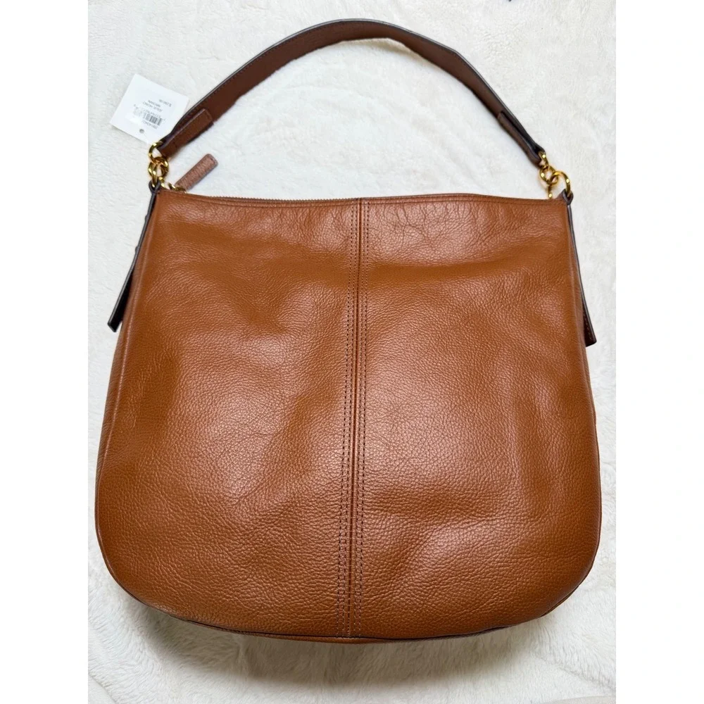 NWT Fossil Jolie Leather Slouchy Hobo Bag Brown Shoulder Strap Crossbody